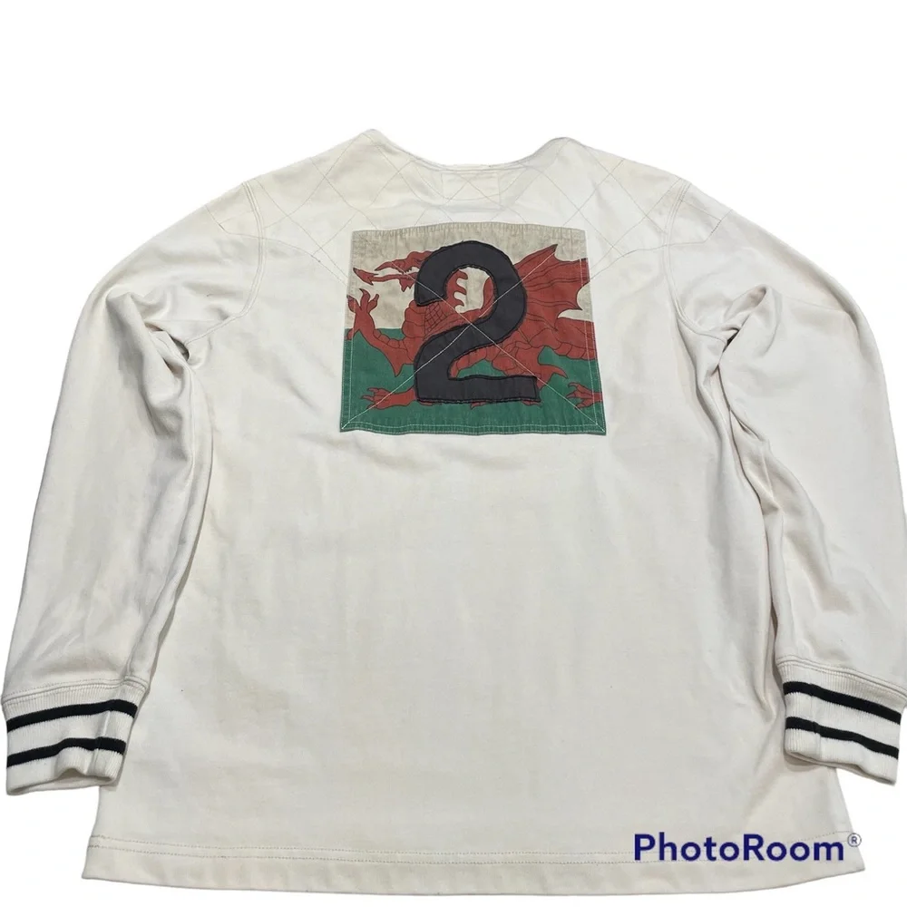 Vtg Ralph Lauren Wales Dragon Rugby Long Sleeve Hooded #2 Jersey Shirt Mens S - Picture 2 of 13